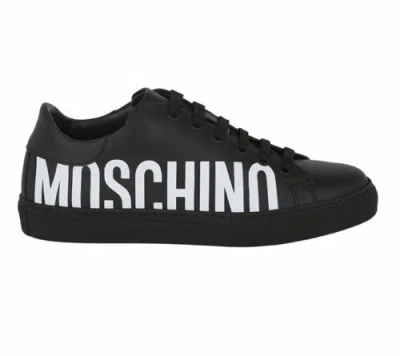 MOSCHINO MOSCHINO BLACK & WHITE LOGO LEATHER SNEAKERS WOMEN’S SIZE US 8/ EU 38