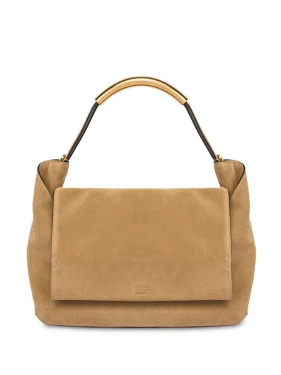 MOSCHINO CALF SUEDE TOTE BAG