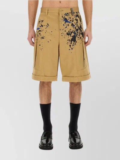 MOSCHINO CARGO BERMUDA SHORTS PAINT SPLATTER