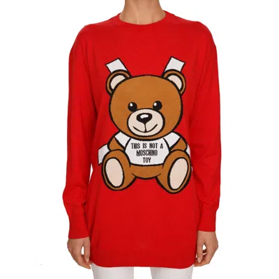 MOSCHINO MOSCHINO COUTURE SWEATER KLEID MIT TEDDY BÄR PRINT ROT 08767