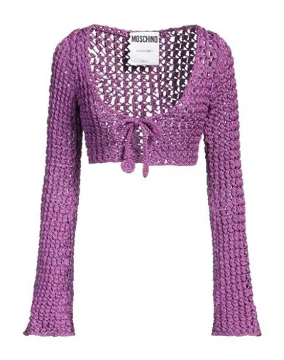 MOSCHINO MOSCHINO COUTURE WOMAN SWEATER MAUVE SIZE 8 COTTON, VISCOSE, POLYAMIDE