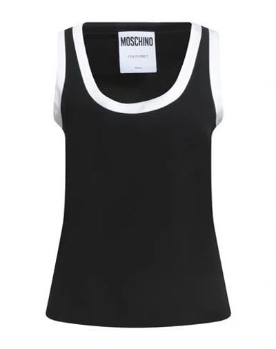MOSCHINO MOSCHINO COUTURE WOMAN TOP BLACK SIZE 8 ACETATE, VISCOSE