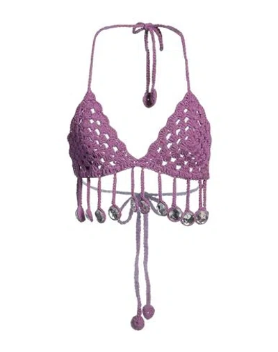 MOSCHINO MOSCHINO COUTURE WOMAN TOP MAUVE SIZE M COTTON, POLYAMIDE