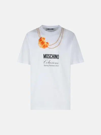 MOSCHINO 'CROSSAINT' WHITE COTTON T-SHIRT