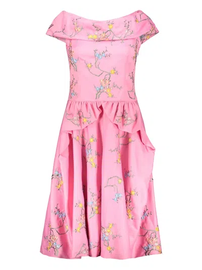 MOSCHINO FLORAL-EMBROIDERED DRESS