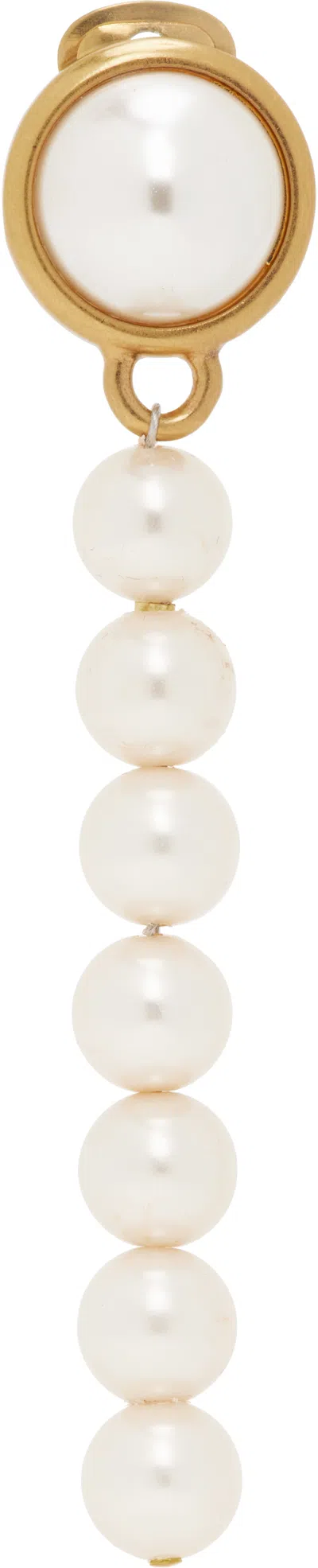 MOSCHINO GOLD & WHITE FAUX-PEARL SINGLE EARRING