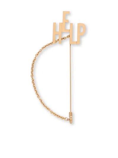 MOSCHINO HELP-LETTERING CHAIN-DETAIL BROOCH