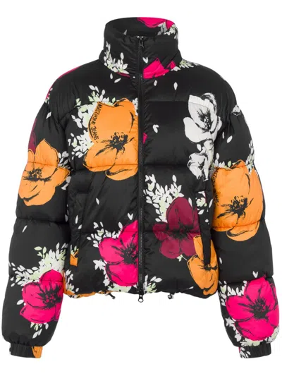 MOSCHINO FLORAL-PRINT QUILTED PUFFER JACKET