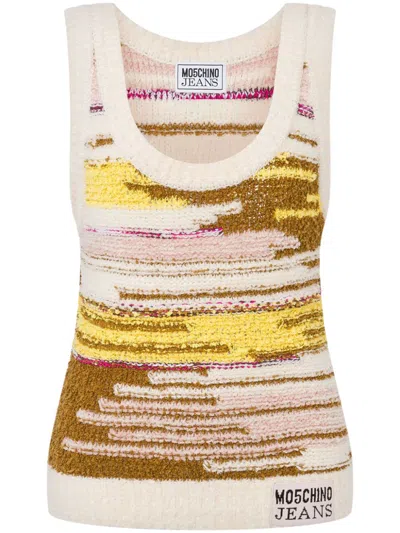 MOSCHINO LOGO-PATCH KNITTED TOP