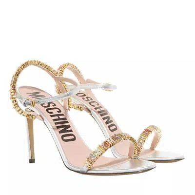 MOSCHINO MOSCHINO JEWELS MINI LETTERING SANDALS ARGENTO SILVER NEU & OVP 1355986
