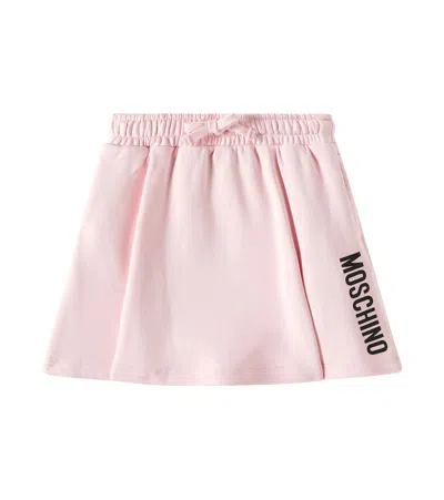 MOSCHINO LOGO BOW-DETAIL PLEATED COTTON SKIRT