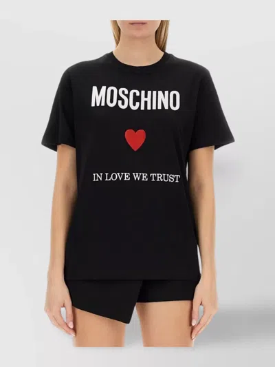 MOSCHINO LOGO CREW NECK GRAPHIC PRINT T-SHIRT