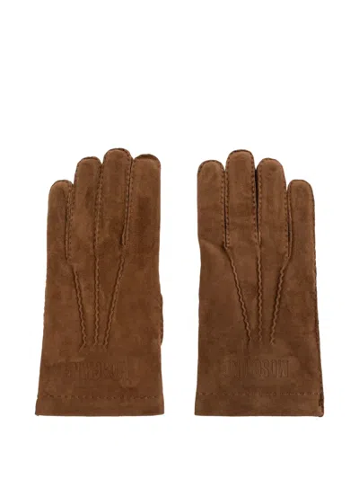 MOSCHINO LOGO-DEBOSSED GLOVES