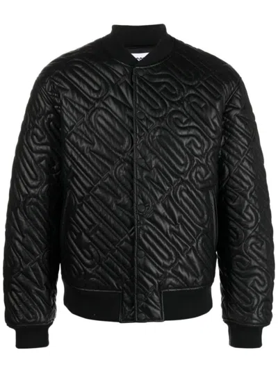 MOSCHINO LOGO-EMBOSSED BOMBER JACKET