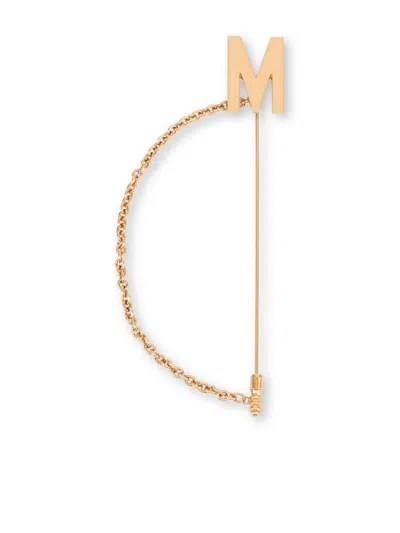 MOSCHINO LOGO-LETTERING CHAIN-DETAIL BROOCH