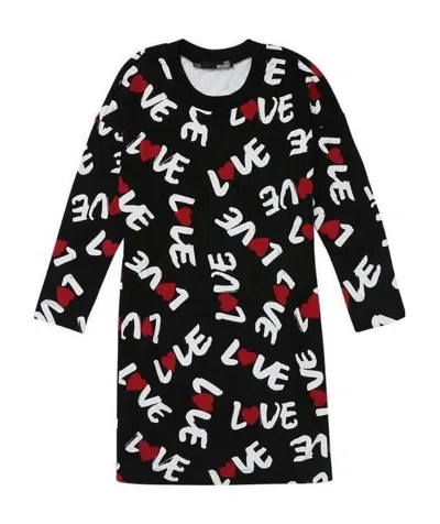 MOSCHINO LONG-SLEEVED SLOGAN SHORT DRESS