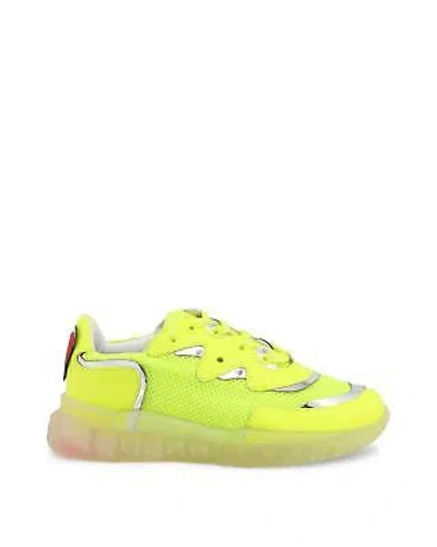 MOSCHINO LOVE MOSCHINO METAL EYELET ROUND TOE SNEAKERS - YELLOW -SIZE 37