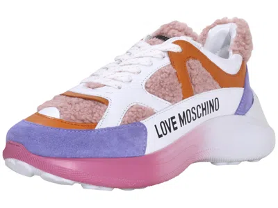 MOSCHINO LOVE MOSCHINO WOMEN'S FAUX FUR LACE-UP SNEAKER SHOES ROSA/MULTI