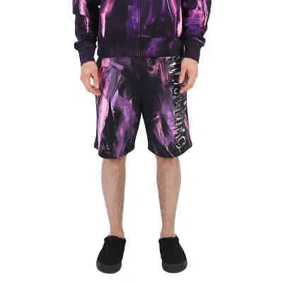 MOSCHINO MOSCHINO MEN'S PAINTED EFFECT PRINT FLEECE SHORTS