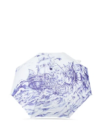 MOSCHINO NAUTICAL-THEMED FOLDING UMBRELLA