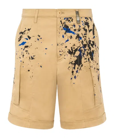 MOSCHINO PAINTERLY-PRINT COTTON SHORTS