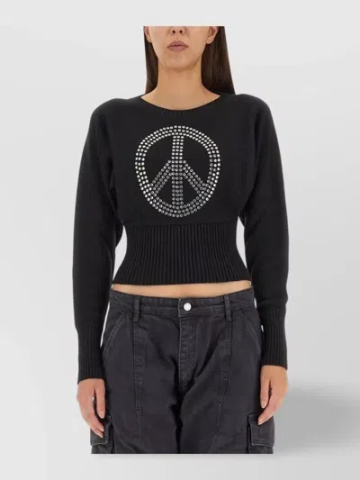 MOSCHINO PEACE SYMBOL EMBELLISHED KNITWEAR WITH LONG SLEEVES