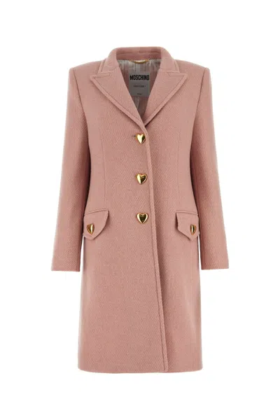 MOSCHINO POWDER PINK WOOL BLEND COAT