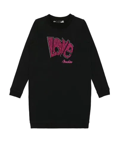 MOSCHINO PRINTED ROUND-NECK LONG-SLEEVED DRESS