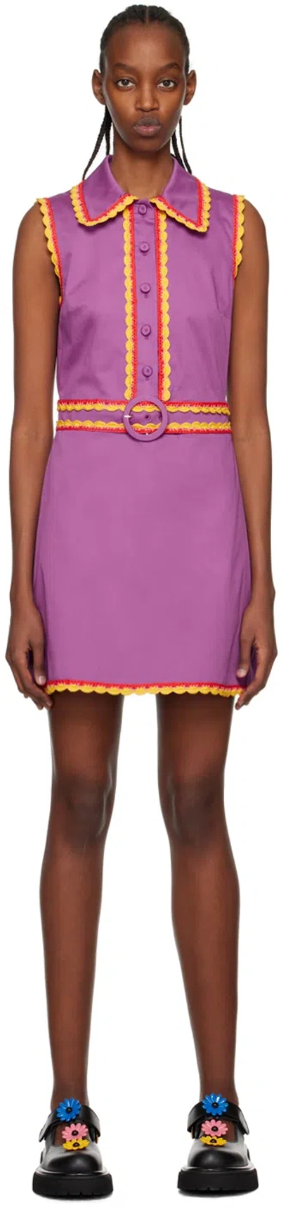 MOSCHINO PURPLE BELTED MINIDRESS