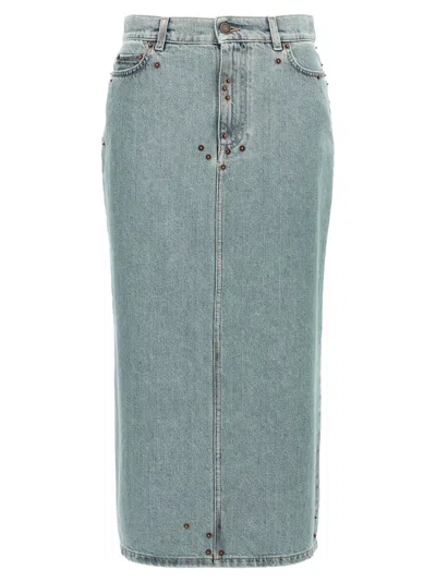 MOSCHINO RIVETS DENIM SKIRT SKIRTS LIGHT BLUE