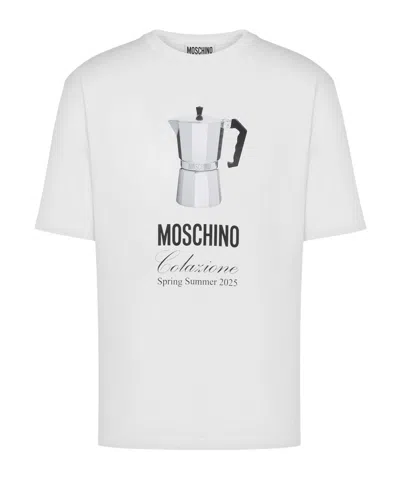 MOSCHINO MOSCHINO SLOGAN-PRINT CREWNECK T-SHIRT