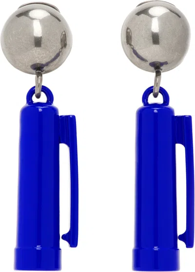 MOSCHINO SILVER & BLUE CHARM EARRINGS