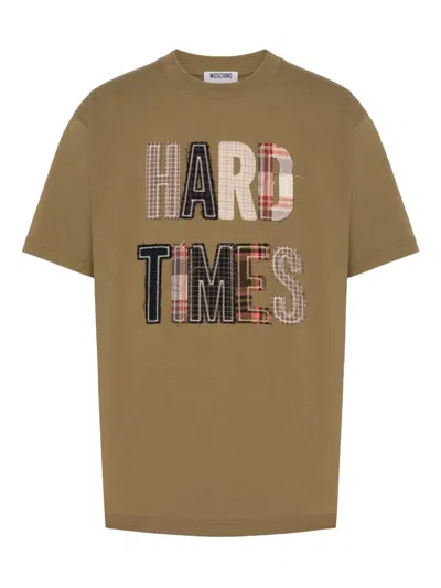 MOSCHINO SLOGAN PRINT-PRINT COTTON T-SHIRT