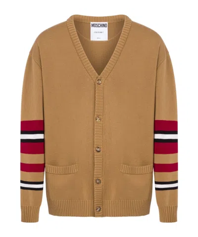 MOSCHINO STRIPE-TRIMMED VIRGIN-WOOL CARDIGAN