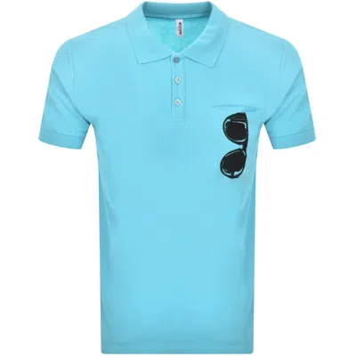 MOSCHINO MOSCHINO SWIM SHORT SLEEVED POLO T SHIRT BLUE