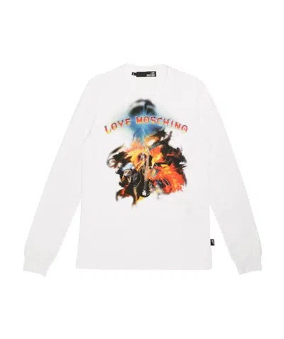 MOSCHINO T-SHIRT WITH ROUND NECK AND LONG SLEEVES