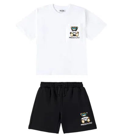 MOSCHINO TEDDY BEAR COTTON T-SHIRT AND SHORTS SET