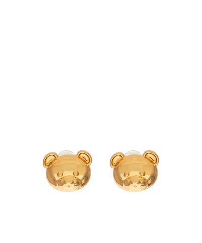 MOSCHINO MOSCHINO TEDDY BEAR ENGRAVED CLIP-ON EARRINGS