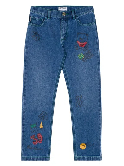 MOSCHINO TEDDY BEAR-PRINT JEANS