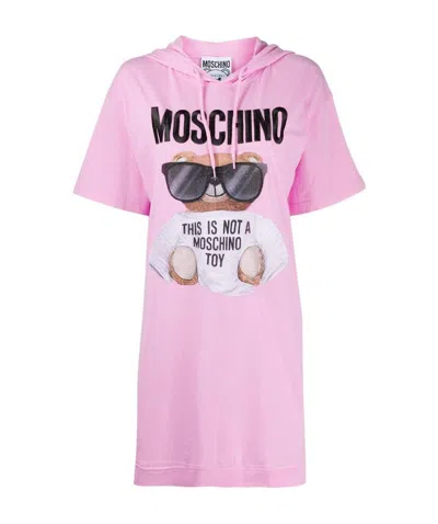 MOSCHINO TEDDY BEAR PRINTED HOODED T-SHIRT DRESS