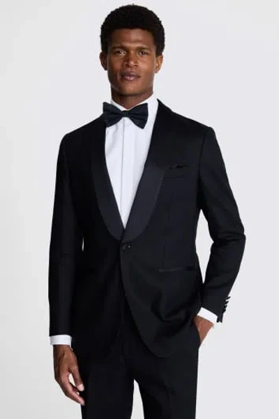 MOSS CUSTOM MADE  BLACK LINEN SHAWL TUXEDO SUIT