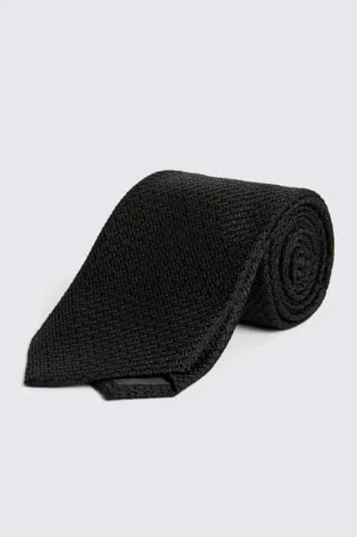 MOSS MEN'S MOSS BLACK GRENADINE WEAVE SILK TIE