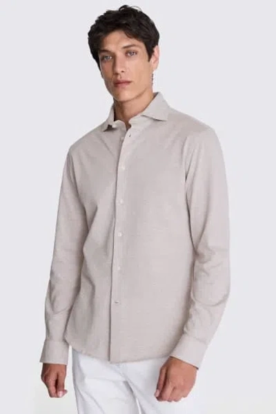 MOSS MEN'S MOSS NEUTRAL BEIGE BREATHABLE COTTON PIQUÉ KNIT SHIRT