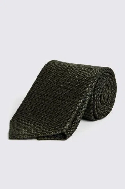 MOSS MEN'S MOSS OLIVE GRENADINE GREEN SILK WEAVE TIE