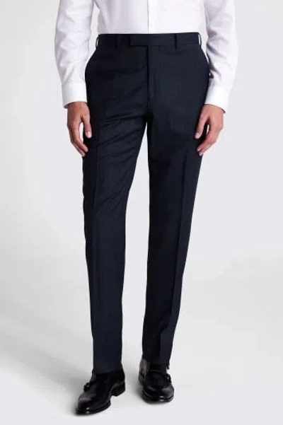 MOSS MEN'S MOSS PERFORMANCE TAILORED FIT NAVY BLUE CHECK WOOL-BLEND TROUSERS