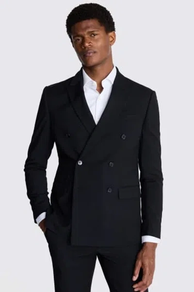 MOSS MEN'S MOSS SLIM FIT BLACK STRETCH FABRIC DOUBLE BREASTED SUIT JACKET