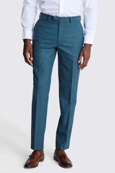 MOSS MEN'S MOSS TAILORED FIT TEAL BLUE FLANNEL TROUSERS