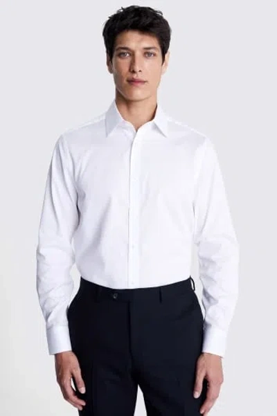 MOSS MEN'S MOSS TAILORED FIT WHITE PIQUÉ COTTON SHIRT