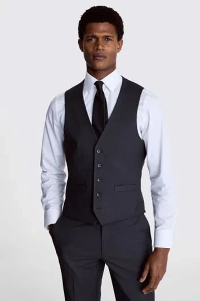 MOSS MOSS REGULAR FIT CHARCOAL STRETCH WAISTCOAT
