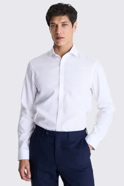 MOSS MOSS SLIM FIT WHITE PINPOINT OXFORD CONTRAST NON IRON SHIRT